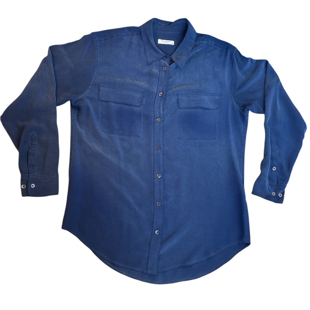 Equipment Femme Blue Button Down Shirt Size M - Picture 11 of 12
